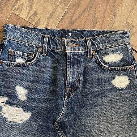 7 For All Mankind Denim Mini Skirt Montreal - Picture 6 of 9